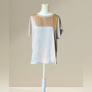 LIKE NEW MELISSA NEPTON SATIN TOP in “Nougat”, SZ L